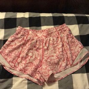 Pink and white LuluLemon shorts